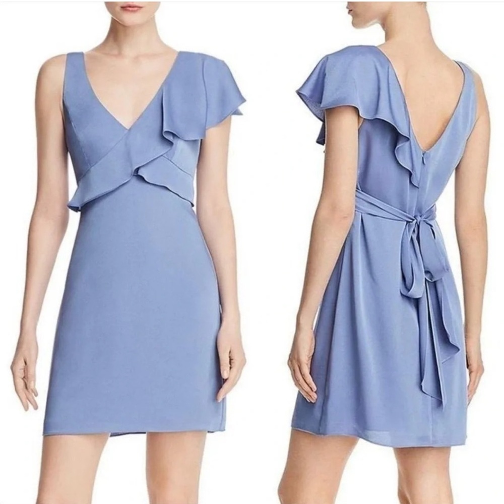 BCBGMaxAzria Light Blue Ruffle Mini Dress size M Party cocktail chic
